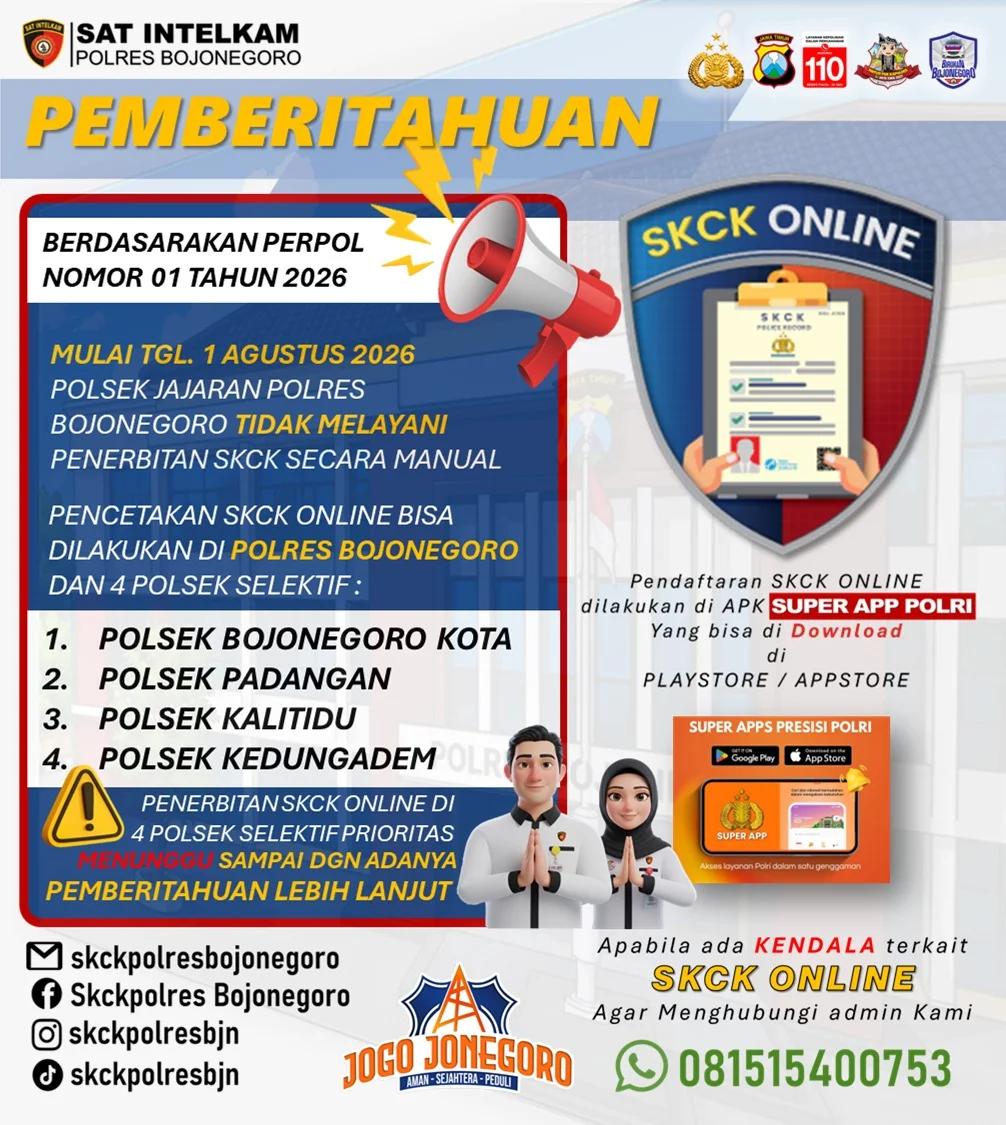 Poster pengumuman: Tata Cara Pembuatan SKCK Online